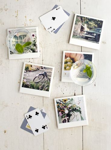 Adorable poloroid inspired photo coasters. So easy and inexpensive!