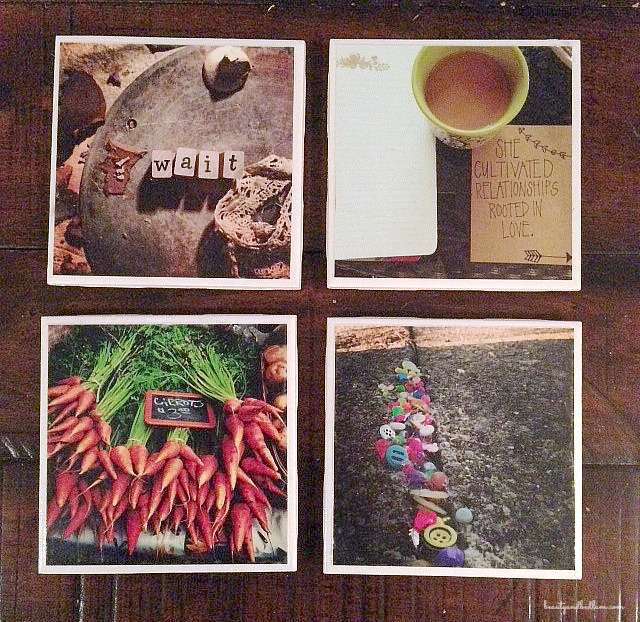 This is such an amazing idea. Photo Coasters from instagram or iphone. Super easy and inexpensive.