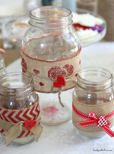 Such a fun idea for any love themed event - DIY mason jars