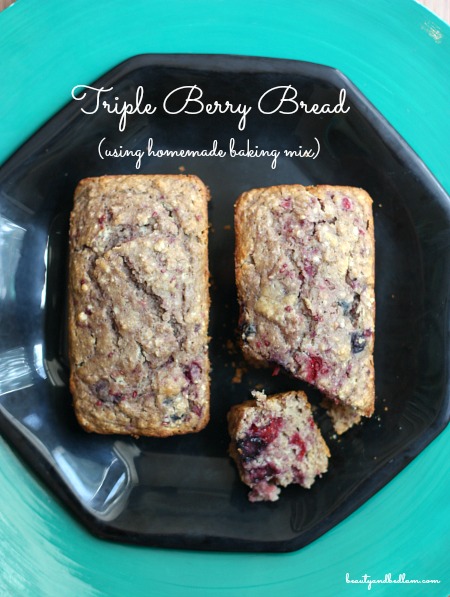 Delicious and Easy Triple Berry Bread using a homemade baking mix