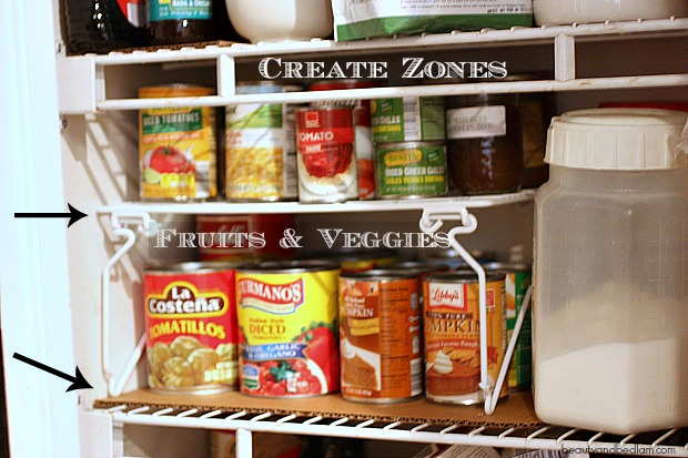 Create Zones in your pantry for easy access to items Clutter Countdown tip
