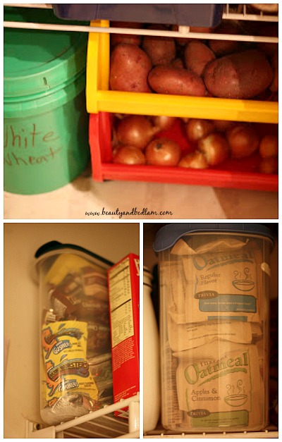 Store like items together in the pantry. Create zones