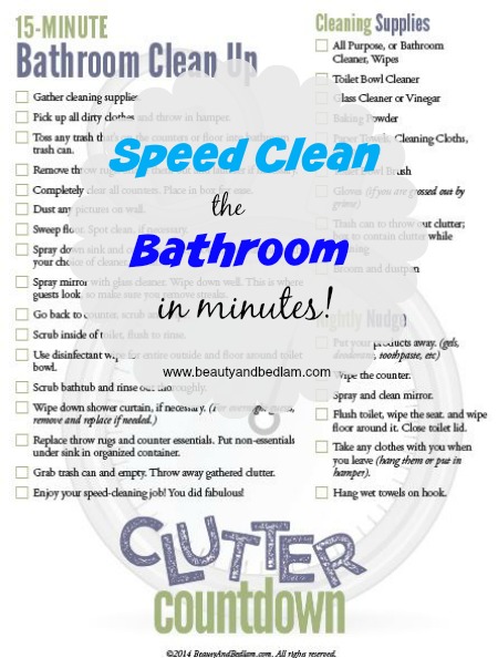 What a great printable! Speed Clean the Bathroom in Minutes