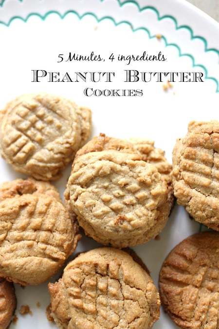 Flourless Peanut Butter Cookies - 5 minutes, 4 ingredients